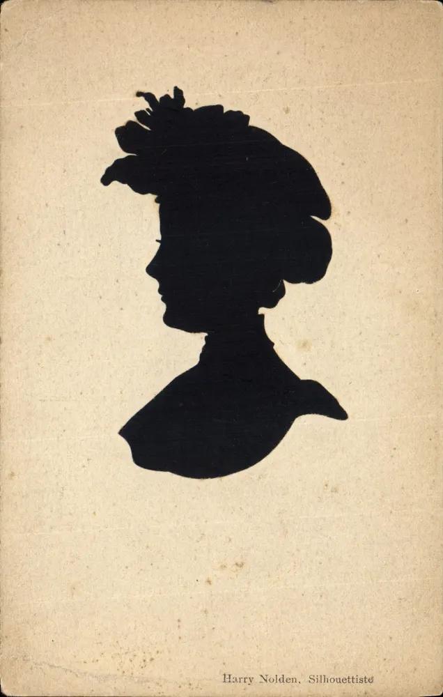 Frauensilhouette — Harry Nolden, Silhouettenkünstler — kein Verlag oder Serie sichtbar - Vorderseite