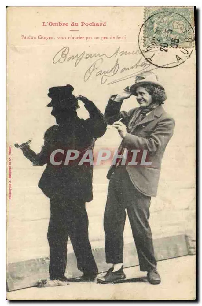 Der Schatten des Pochard — Straßenszene mit Clowner — Phototypie A. Bargelet & Cie, Racy - Vorderseite