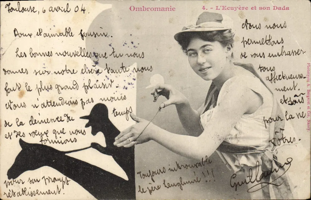 Toulouse — L'Ecuyère und ihr Dada — Ombromanie, Fototypie A. Bergéret und Cie, Nauvy - Vorderseite