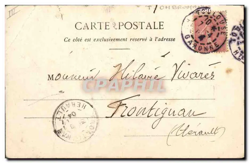 Toulouse — L'Ecuyère und ihr Dada — Ombromanie, Fototypie A. Bergéret und Cie, Nauvy - Rückseite