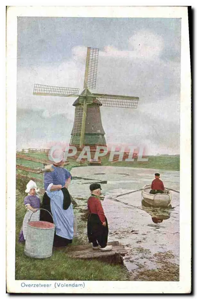Overzelveer (Volendam) — Moinho de vento e paisagem fluvial — D.B.M. 23 - Frente