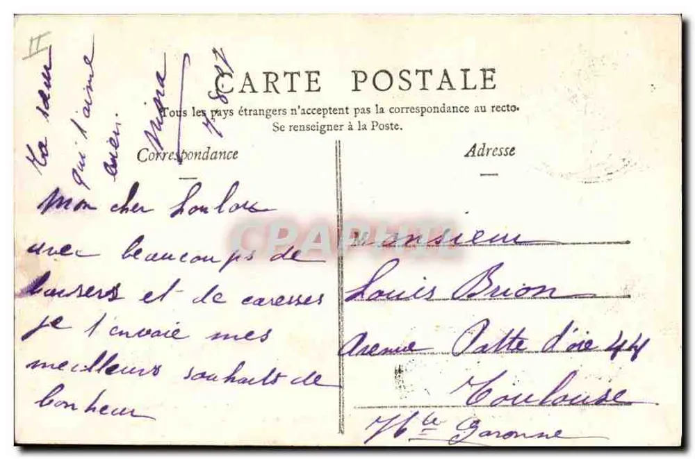 Lourdes — Mühle, wo Bernadette Soubirous geboren wurde — Foto-Verlag - Rückseite