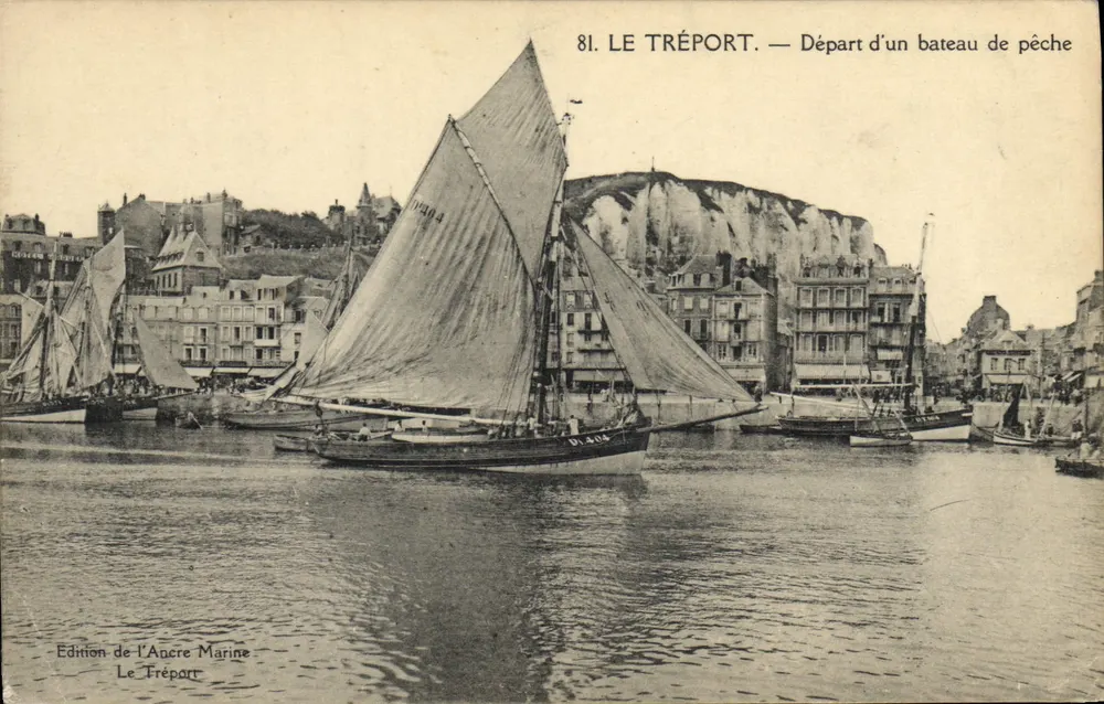 Le Tréport — Abfahrt eines Fischboots — Edition de l'Ancrè Marine, n°81 - Vorderseite