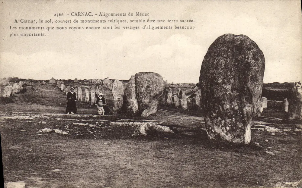 Carnac - Alinhamentos do Ménec — vestígios celtas — editor Laurent-Nélaton, n° 2366 - Frente