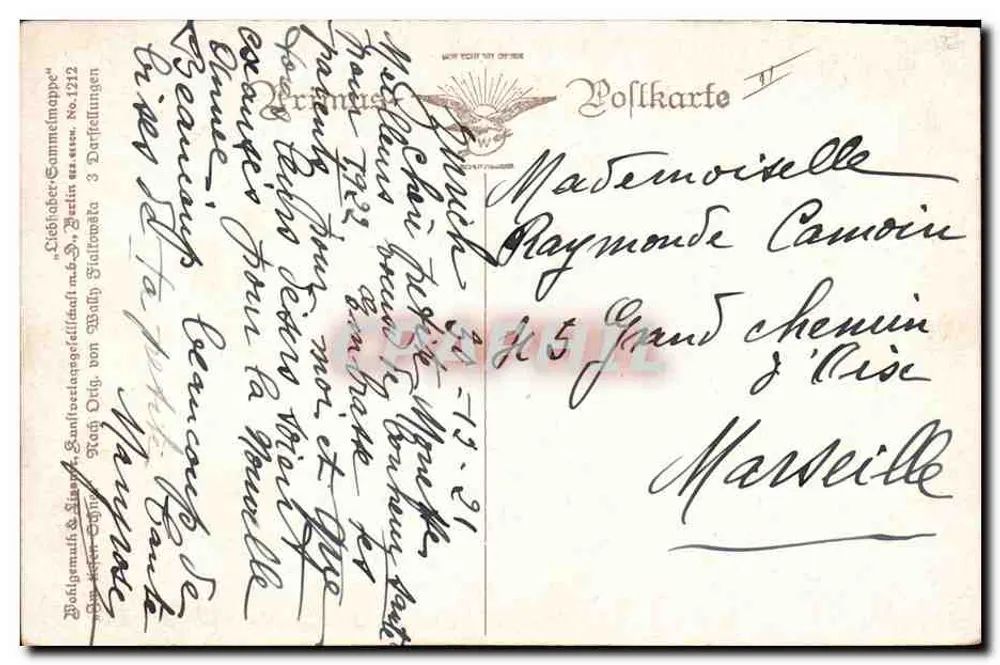 Kind und Hund in der Schnee — Primus, n° 1212 - Rückseite