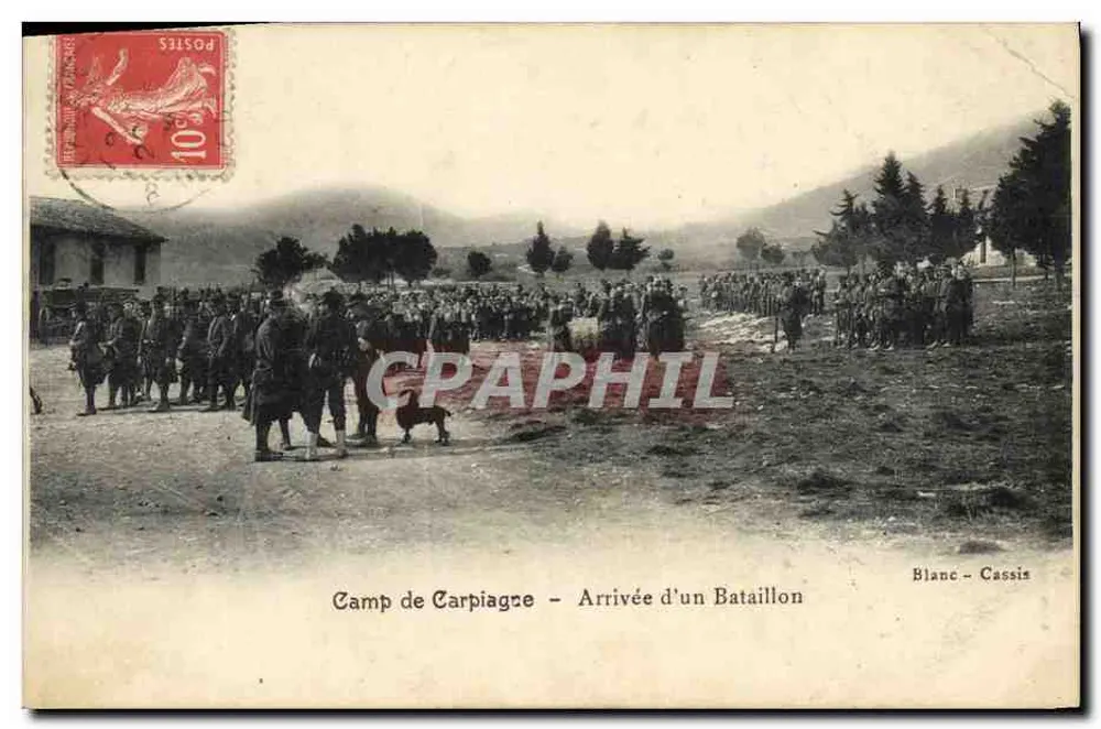 Camp de Carpiagne — Arrivée d'un Bataillon — Blanc - Cassis - Frente