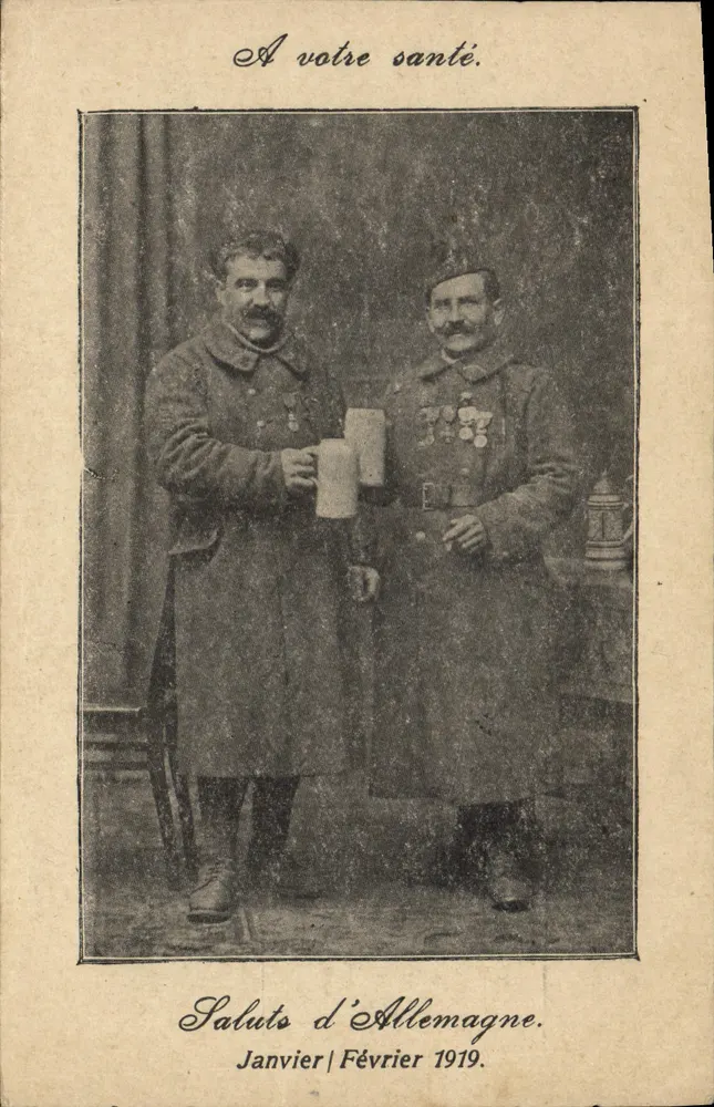 Zwei deutsche Soldaten — Gruß aus Deutschland — Januar/Februar 1919 - Vorderseite