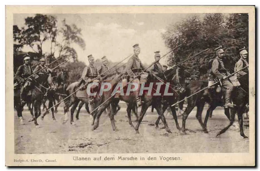Ulanen auf dem Marsch in den Vogesen — Hofphot. Eberth, Cassel - Vorderseite