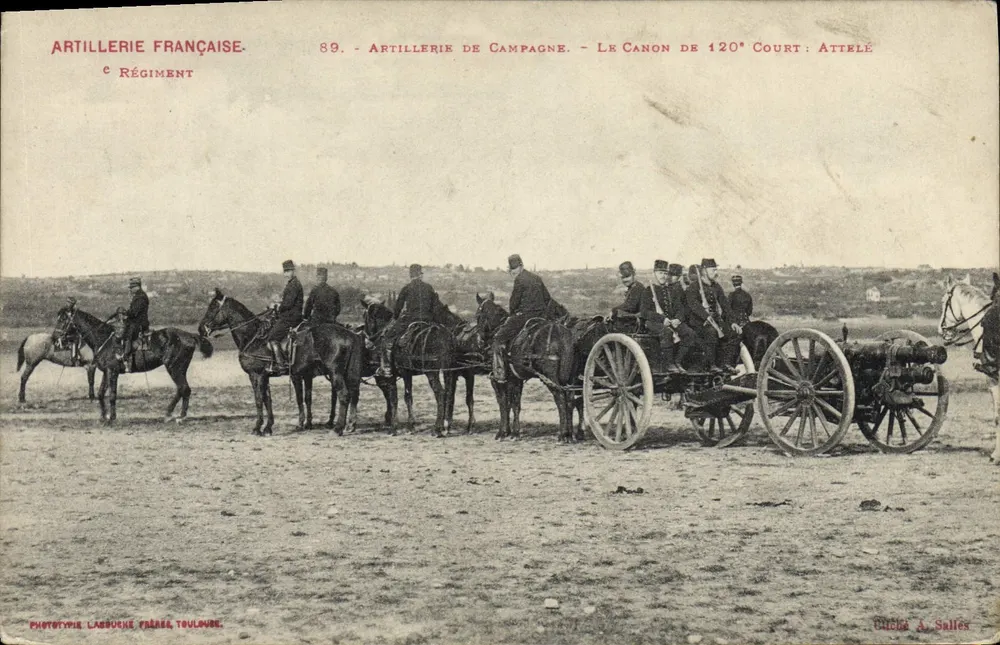 Französische Artillerie — C Regiment — 120 mm kurzes Feldgeschütz — Phototypie Lassouche Frères, Toulouse - Vorderseite