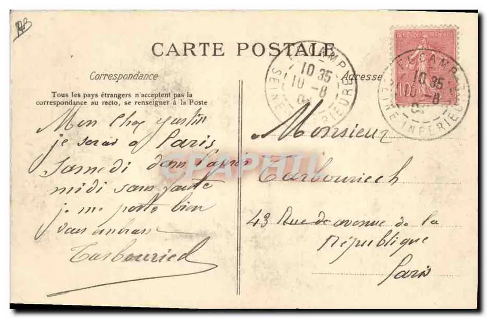 A Normandia — Estudos de Trajes - Minha Primeira Bonnette — A Bilhete postal antigo - Verso