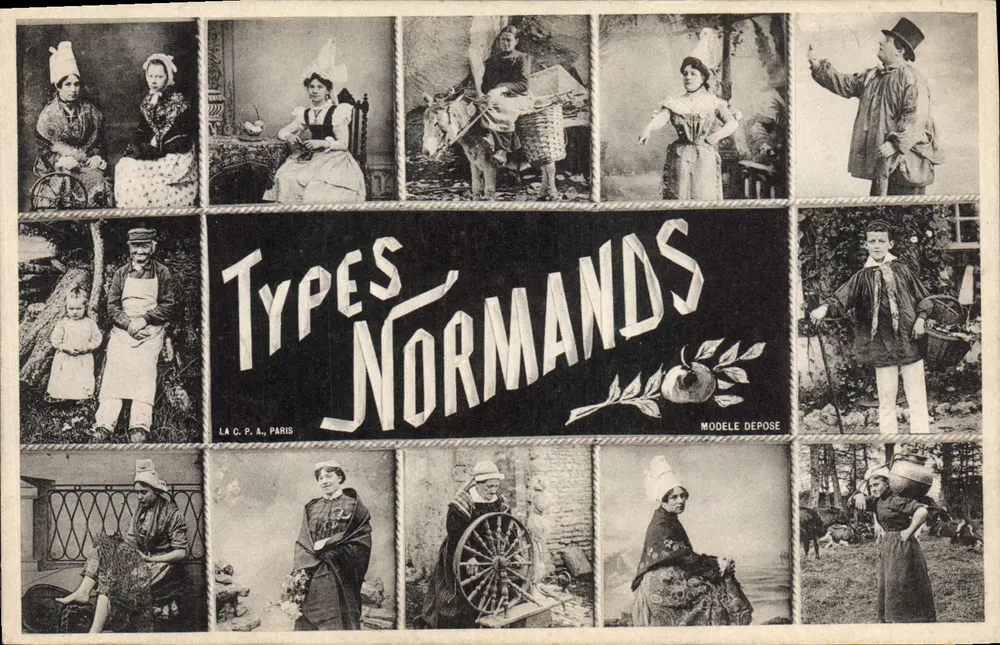 Tipos Normandos — A Bilhete postal antigo, Paris — Modelo depositado - Frente