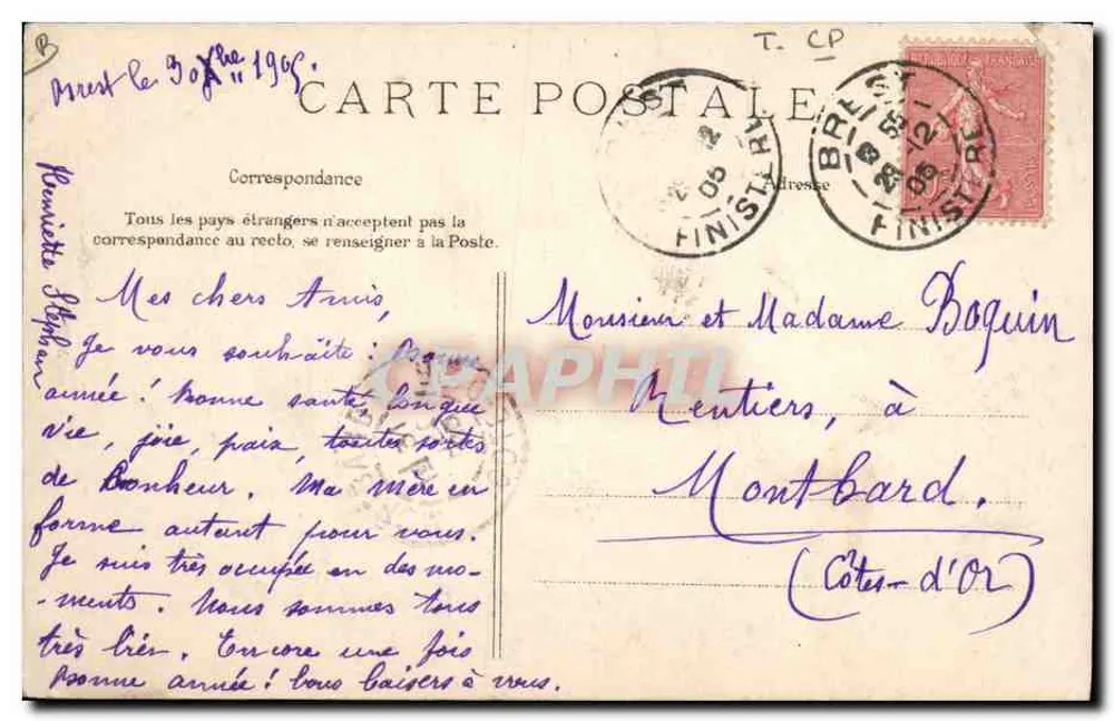Bambino in costume bretone — Collezione Villard, Quimper — editore Bretonne 1885 - Verso