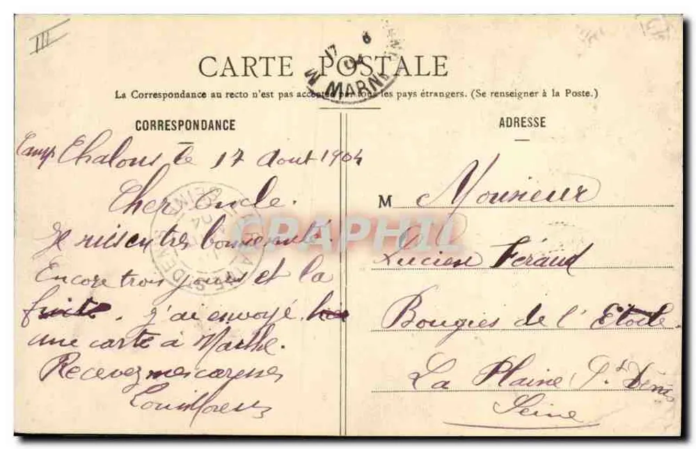 Umgebung des Lagerplatzes Châlons — Mühle von Livry — Librairie Militaire Guérin, Mourmelon - Rückseite