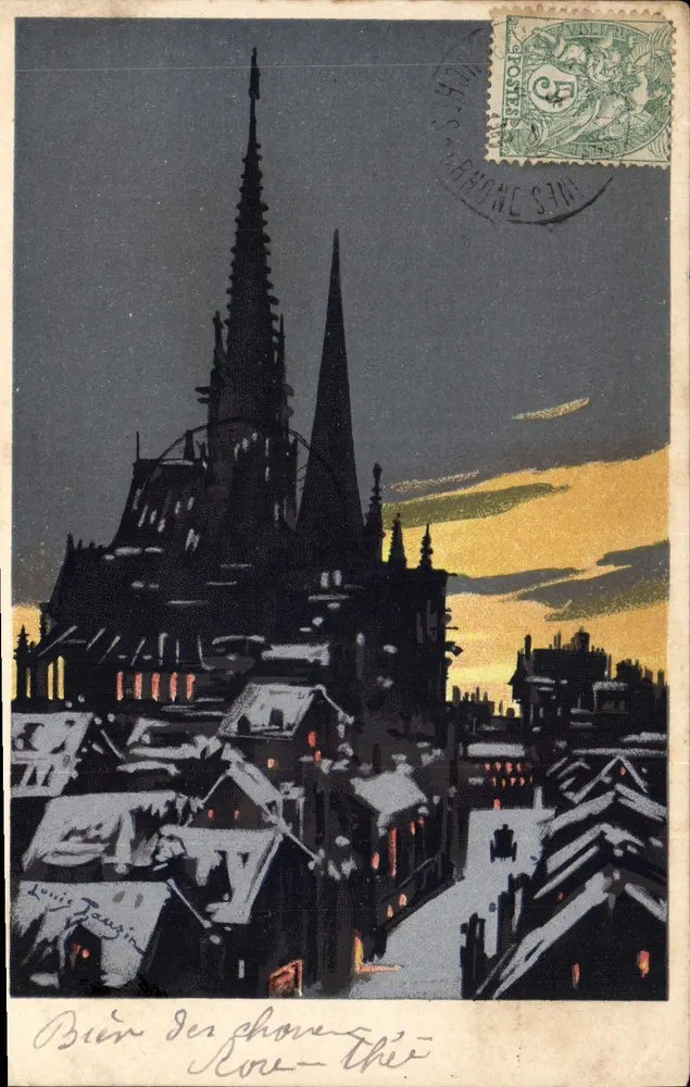 Vista da catedral de Rouen — noite invernal — Louis Jauzin - Frente