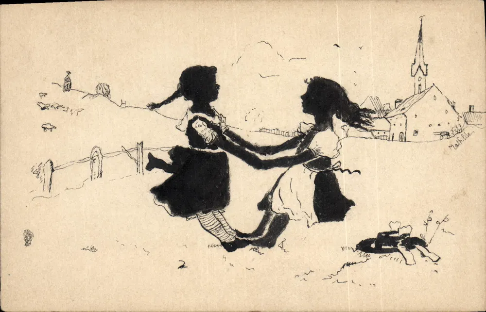 Zwei Mädchen, die auf dem Land tanzen — Illustration von Herrn Mahalia — Nr. 2 - Vorderseite
