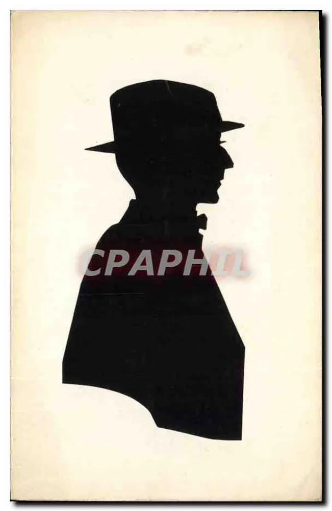 Silhueta de homem com chapéu — perfil — sem editor ou número visível - Frente