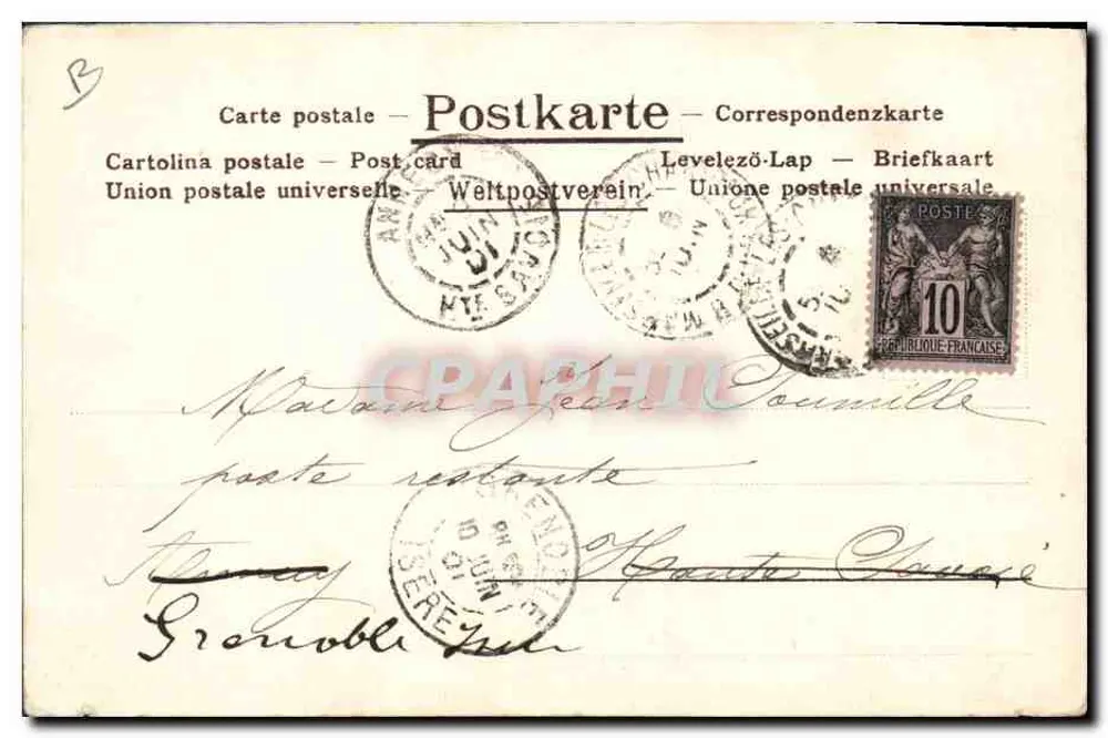 Frau im Bühnenkostüm — unter einem blühenden Baum — Verlag Jack Abeillé, Paris, Nr. 1384 - Rückseite