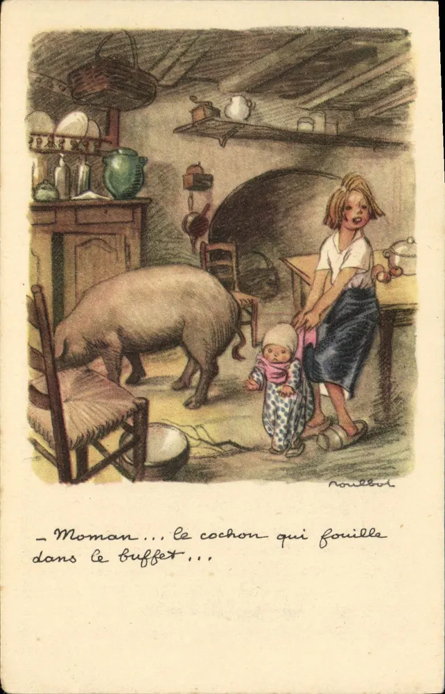 Mama... der Schwein, das in der Vitrine wühlt... — Roulebou, Ligue Nationale Contre le Taudis - Vorderseite