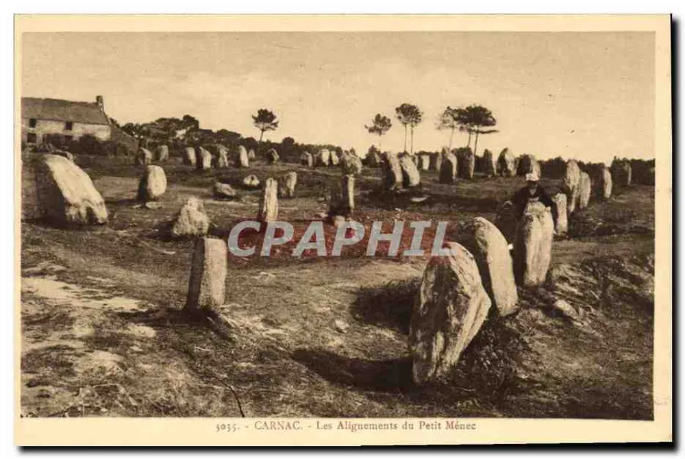Carnac - Los Alineamientos del Petit Ménech — editor Lauret-El, Rennes, n° de serie 5035 - Anverso