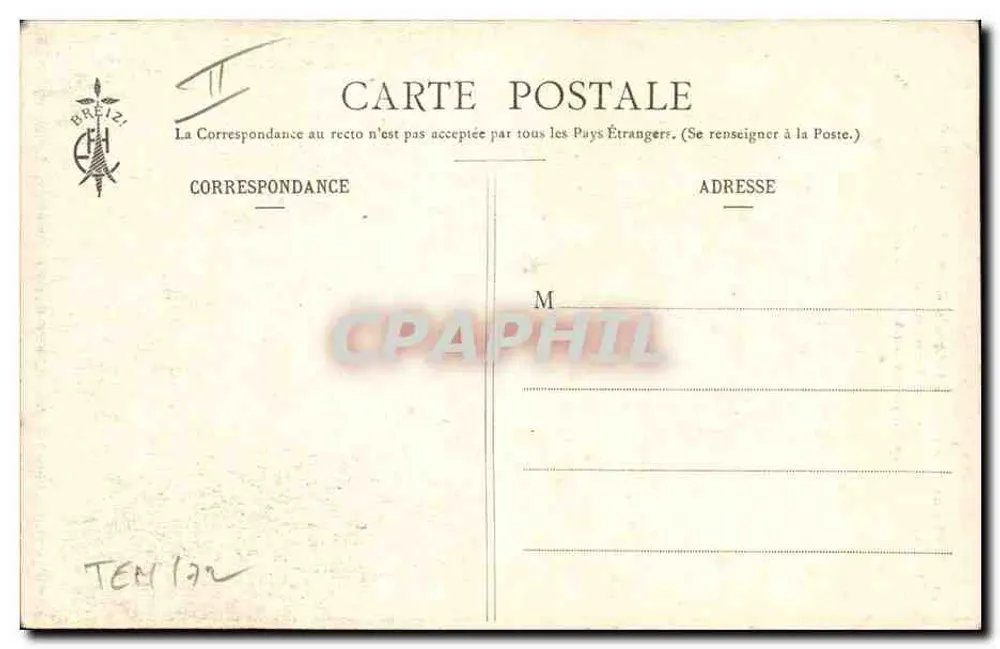 Menhir de Lan-ar-Justiz, nahe Lannion — Bretagne — Sammlung E.H. Nr. 1186 - Rückseite