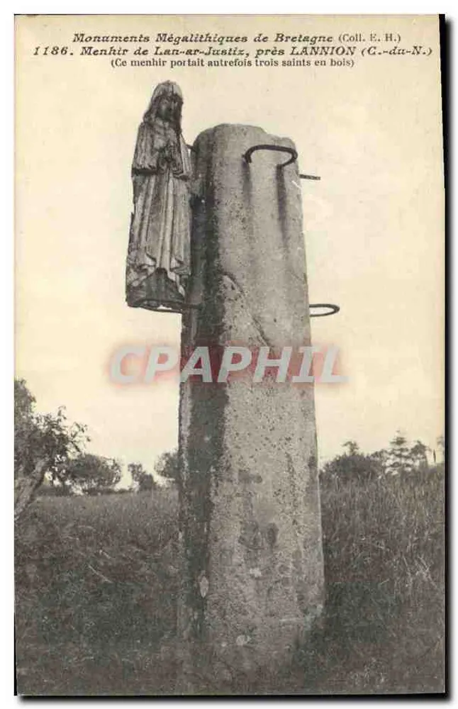 Menhir de Lan-ar-Justiz, in der Nähe von LANNION (C.-du-N.) — Sammlung E.H. — Nr. 1186 - Vorderseite