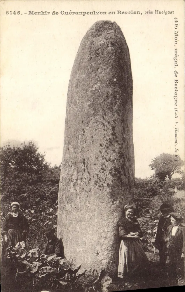Menhir von Guéranpeulven in Berriien, nahe Huelgoat — Verlag F. Hamon, Nr. 5145 - Vorderseite