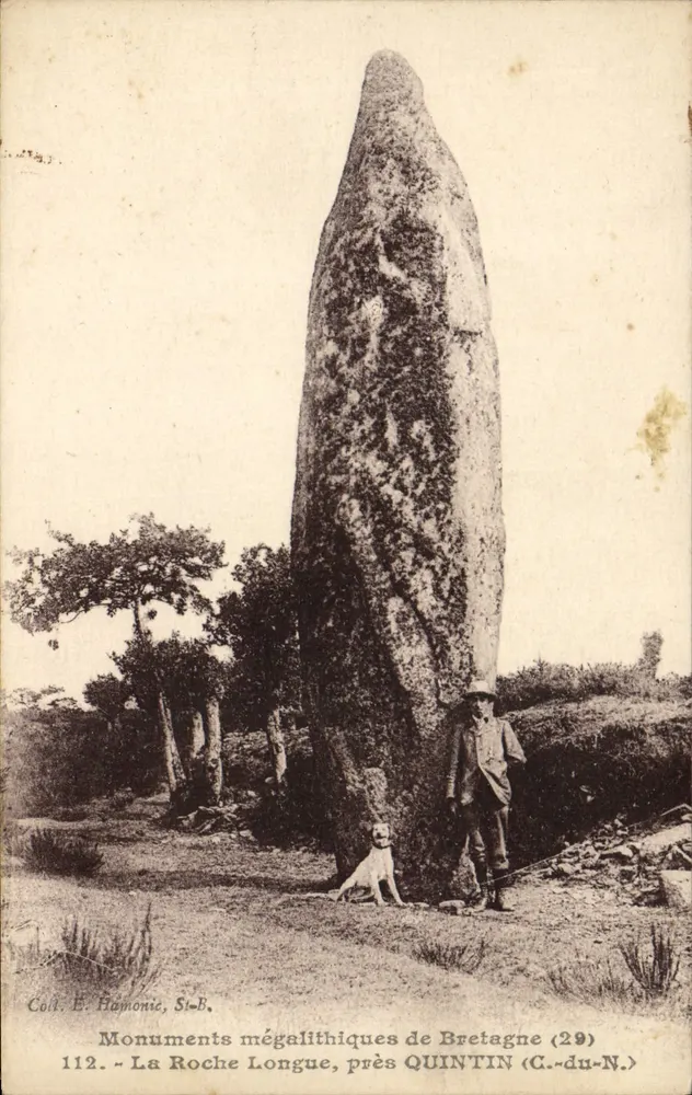 La Roche Longue, in der Nähe von Quintin (C.-du-N.) — Megalithische Denkmäler der Bretagne (29) — Verleger E. Hamon, St-B. - Vorderseite