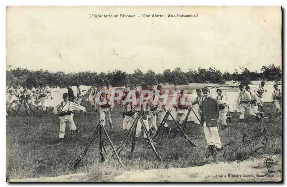 Infanterie am Bivouac - Eine Alarmierung - Zu den Zelten! — Militärbuchhandlung Guérin, Mourmelon - Vorderseite