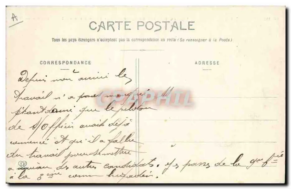 Französische Artillerie — Feldartillerie, Schule für 75-mm-Geschütze — progressives Feuern — Phototype Labrouche Frères, Toulouse - Rückseite