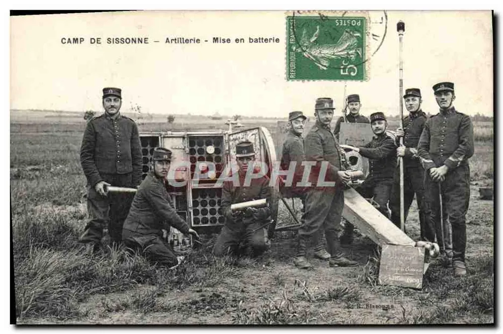 Camp de Sissonne — Artillerie — Aufstellung einer Batterie — Verlag R. Sissonne - Vorderseite