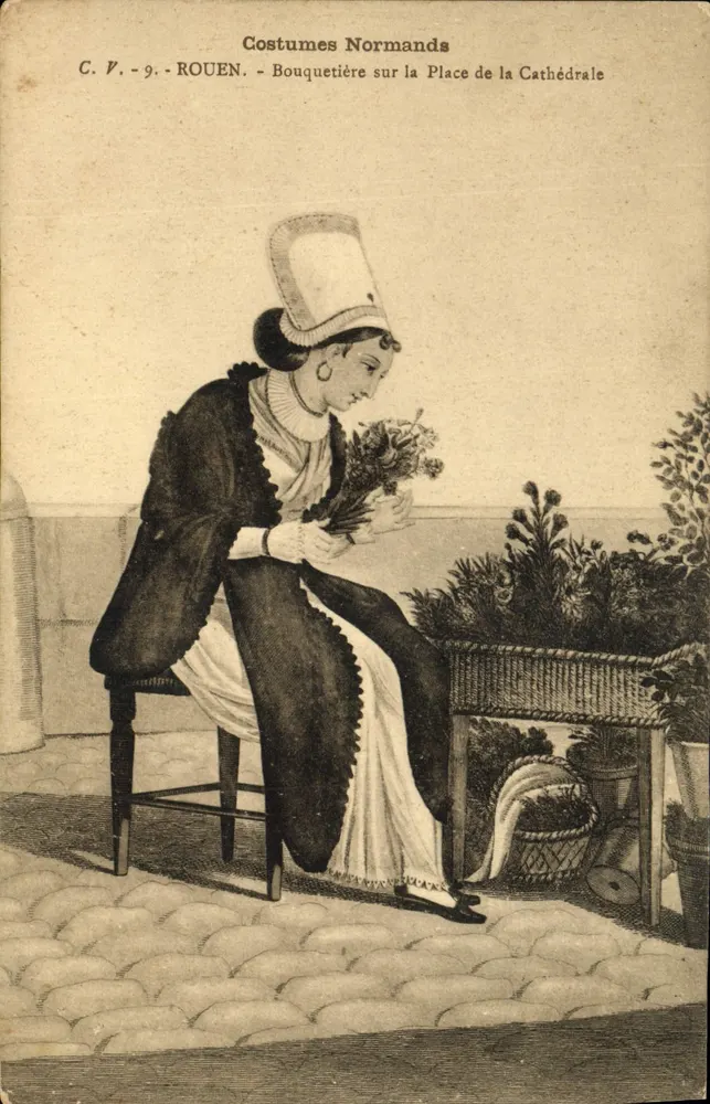 Blumenverkäuferin auf dem Kathedralenplatz — Rouen — C.V. - 9 - Vorderseite