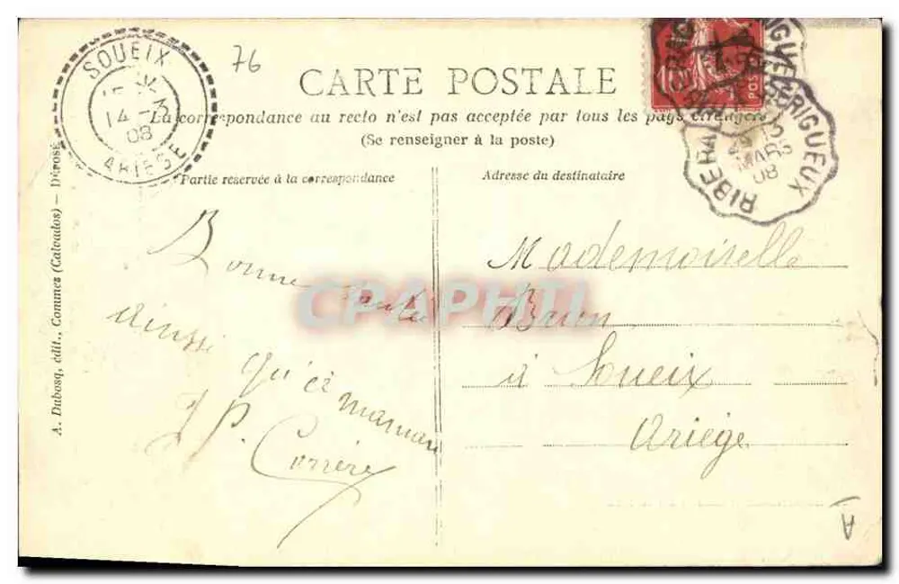 St-Valéry-en-Caux — Traje autêntico do século XIX — Coleção D. Louveau, n° 339 - Verso