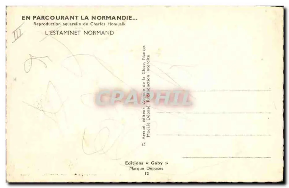 Taverne-Szene — Normandie — Charles Homuaalk - Rückseite