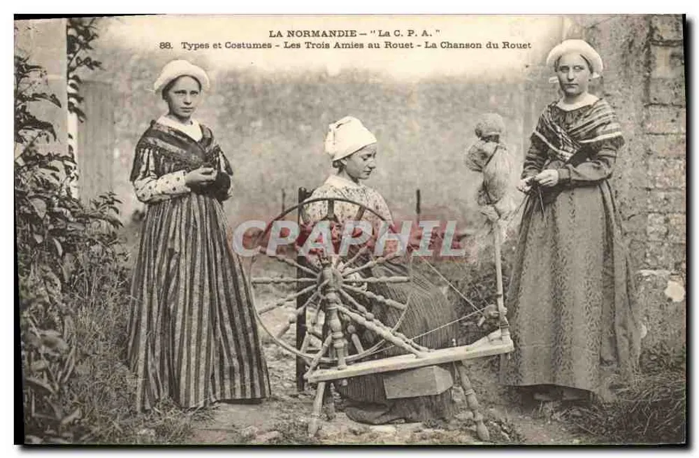 Les Trois Amies au Rouet — Die C.P.A. — Nr. 88 — Typen und Trachten — Normandie - Vorderseite