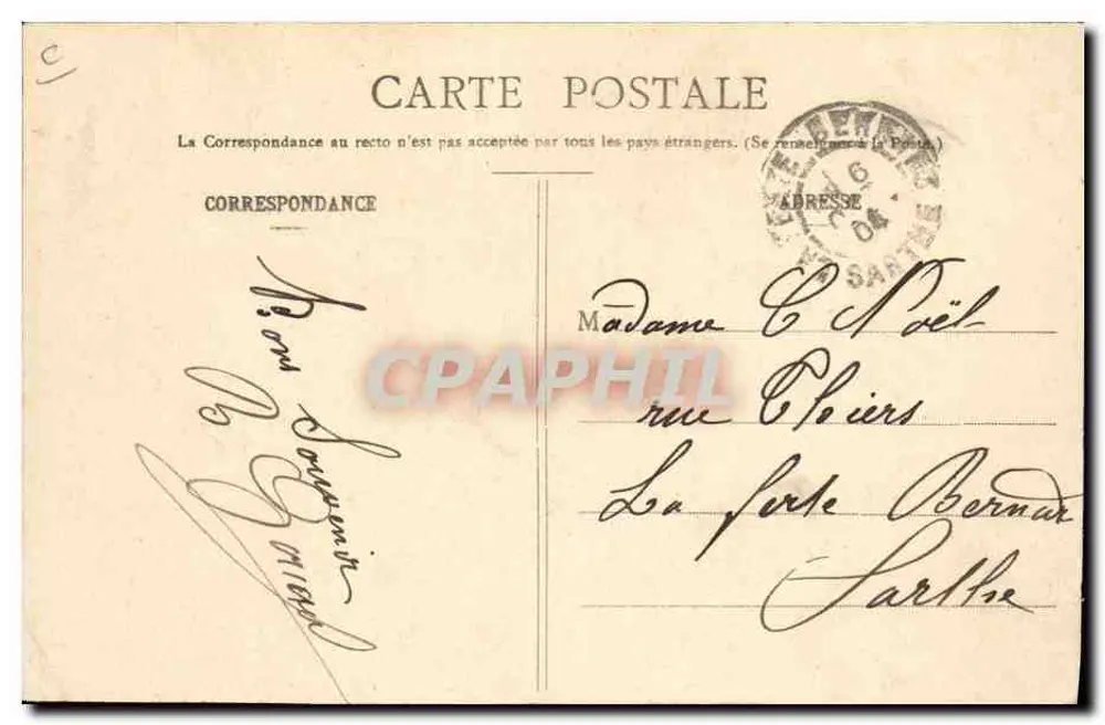 Frau in Rüschenkleid und Schirm — 'Die Karte Postale Pflegt die Freundschaft' — Photo-Gravure A. Brasnet & Cie, Nantes - Rückseite