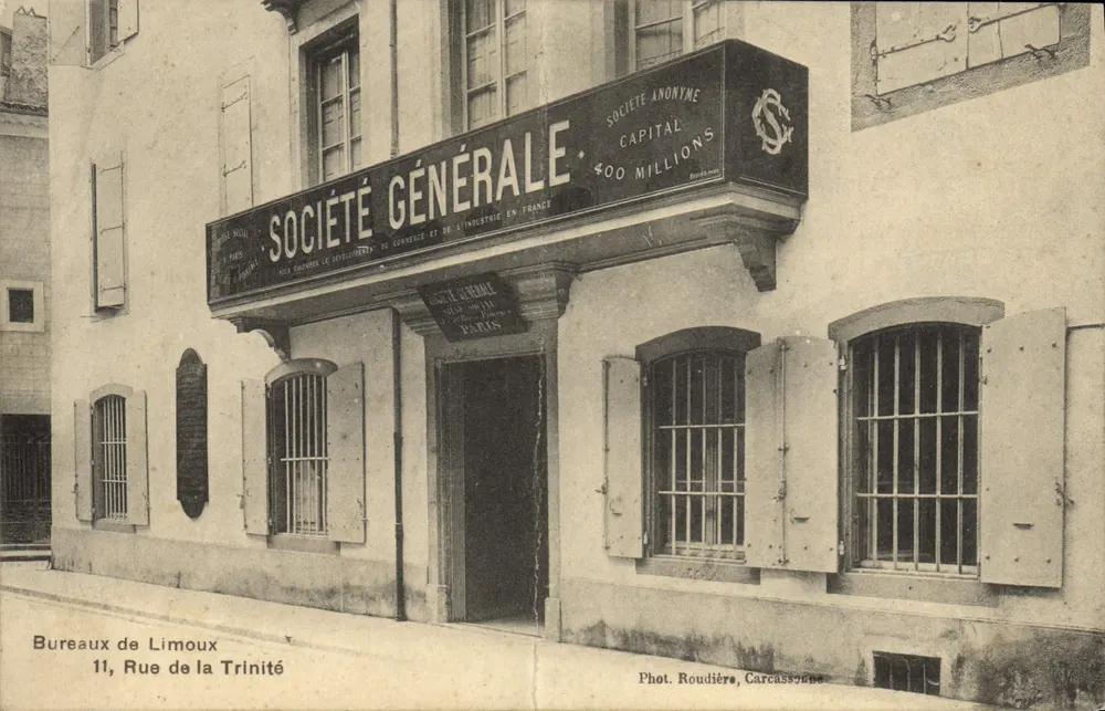 Geschäftsgebäude der Société Générale — Rue de la Trinité, Limoux — Fotografie Roudière, Carcassonne - Vorderseite