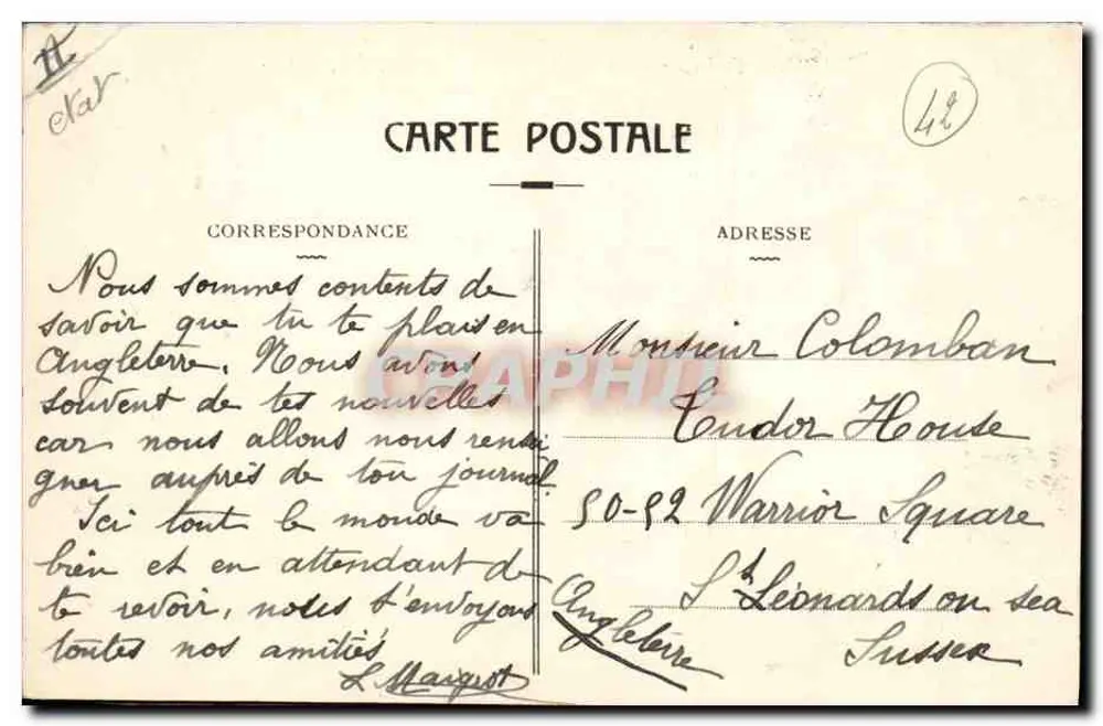 Saint-Chamond (Loire) — Place Dorian und Rue de la République mit der Société Générale — Verlag CL. (gedruckt auf der Karte) - Rückseite