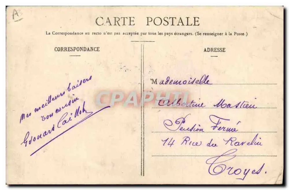 Alfort - L'École Vétérinaire — éditeur G. I. n° 485 - Verso
