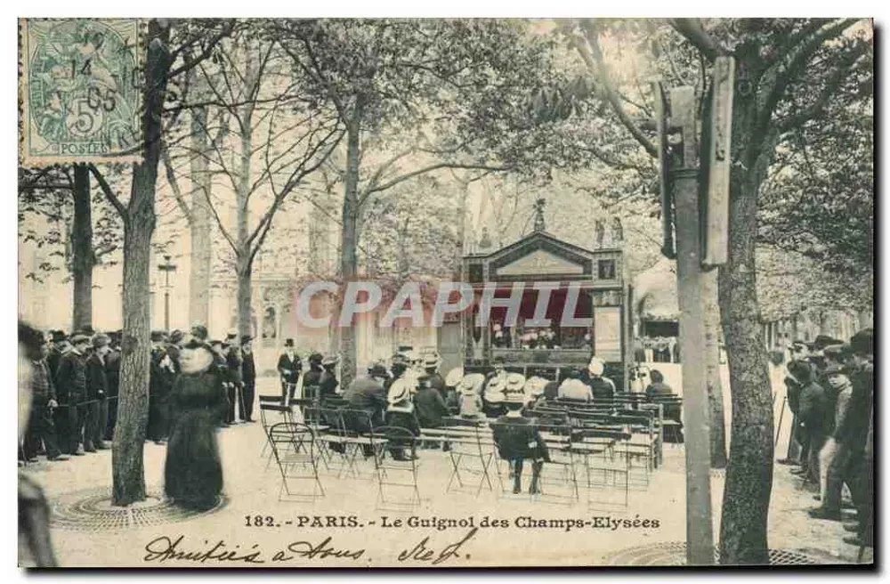 Paris - Ansicht des Guignol der Champs-Élysées — Verlag Anjou in Tours, Nr. 182 - Vorderseite