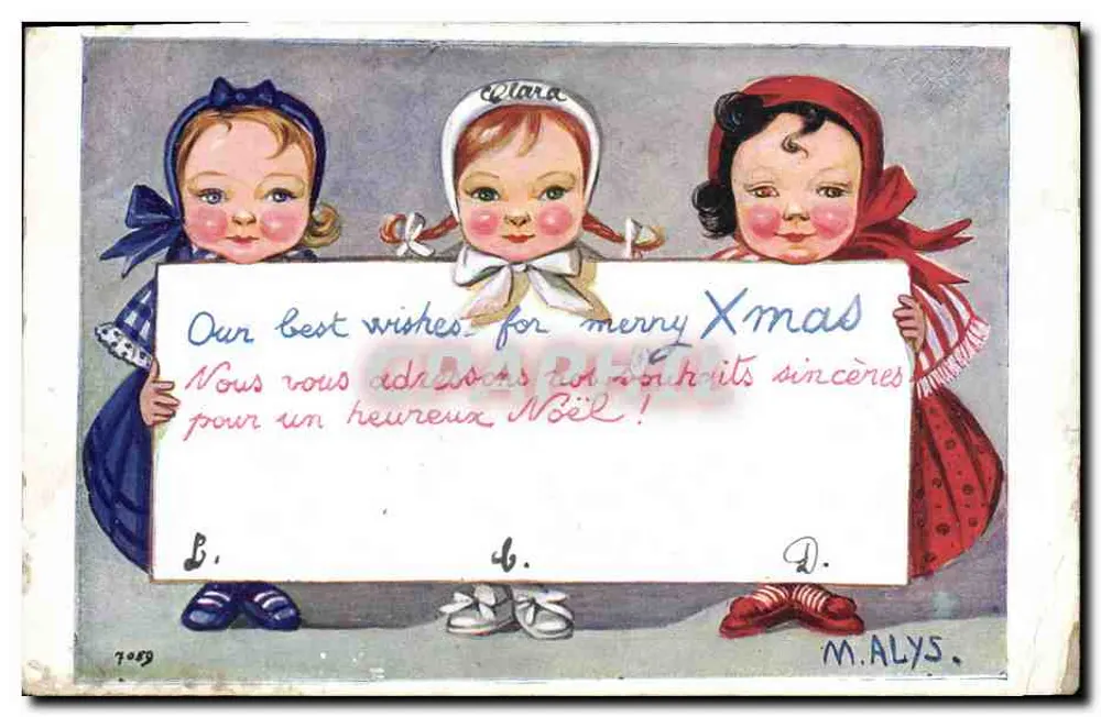 Drei Kinder — Weihnachten — M. Alys, n°7089 - Vorderseite