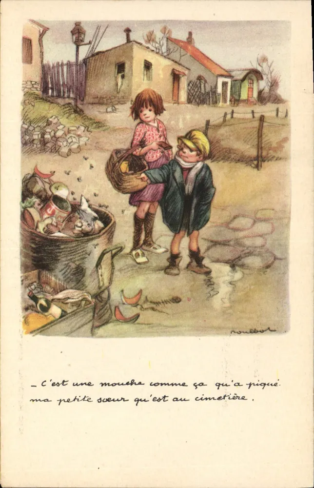 Kinder am Friedhof — Illustration von Roubet — Nationale Liga gegen Slums - Vorderseite