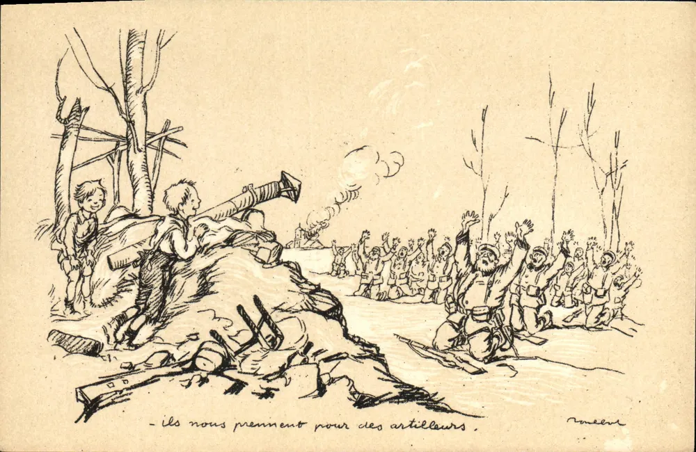 Kinder, die für die Artillerie rekrutiert wurden — Kriegsszene — Verlag A. Ternois, Paris - Vorderseite