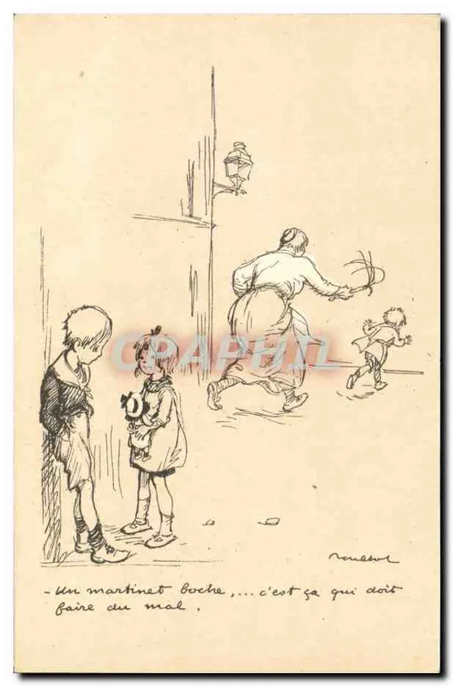 Kinder und Frau in einer Straße — humorvolle Szene — Poulbot n°35-A - Vorderseite