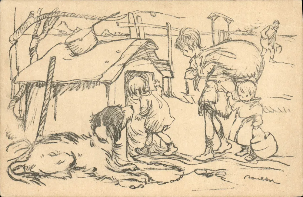 Landschaftsszene des ländlichen Lebens — Bleistiftzeichnung — Verlag Devambez, Paris - Vorderseite