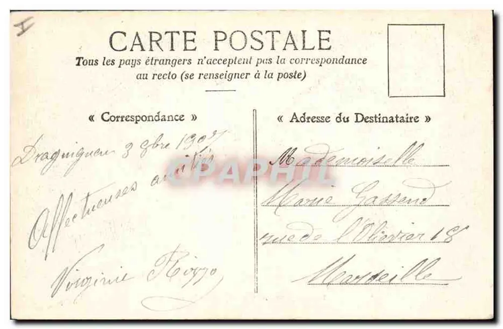 Draguignan — Pierre de la Fée — Edit. E. Brunet tabac - Verso