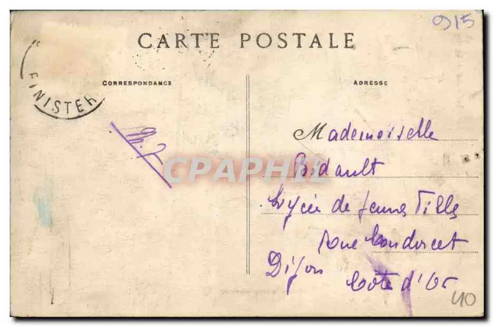 Trégunc — O Menhir — Coleção Villard, Quimper - Verso