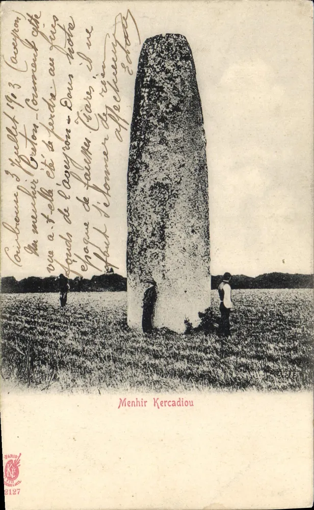 Menhir Kercadiou — monument megáltico — Paris, n° 2127 - Frente