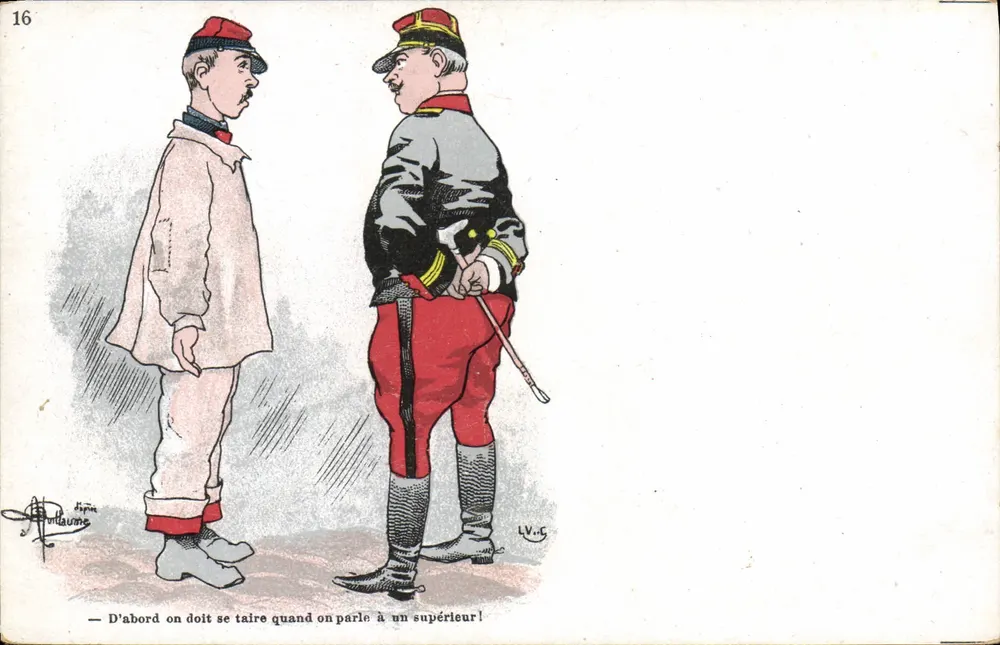 Soldados em uniforme — caricatura militar — LV-C, n°16 - Frente