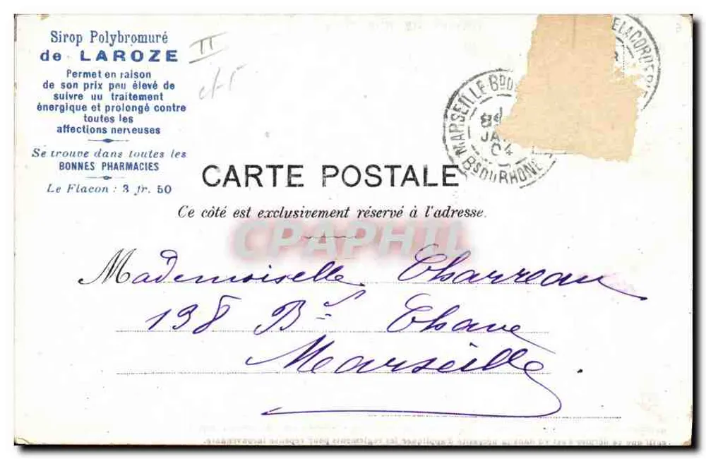 Motivi di punizione — caricatura militare — Sirop Polybromuré de Laroze, Parigi - Verso