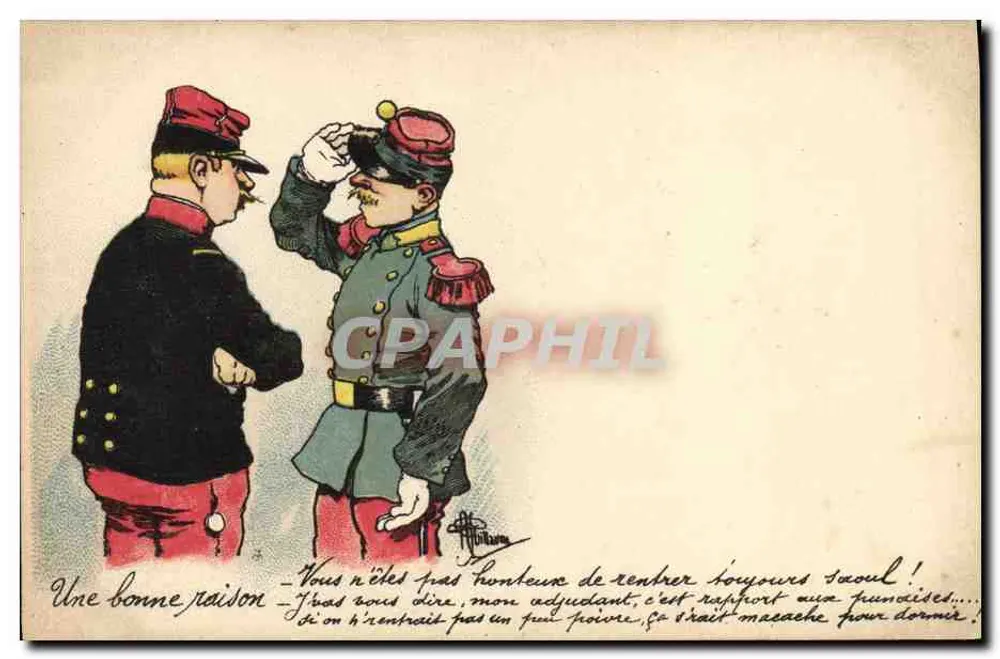 Dois militares em conversa — caricatura — editor não visível - Frente